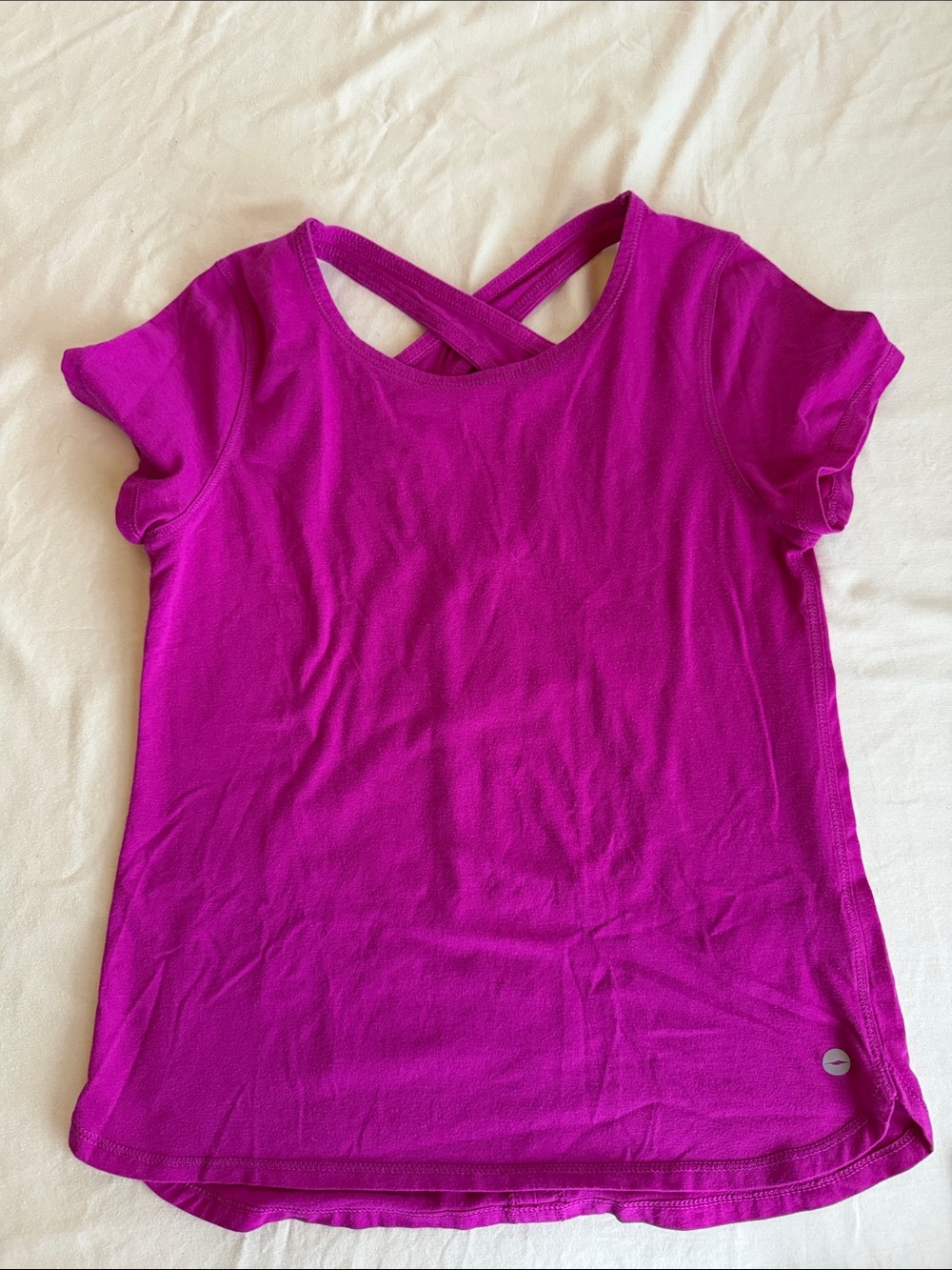 Avia Girls' Crisscross Back Short Sleeve Tee - Fuchsia